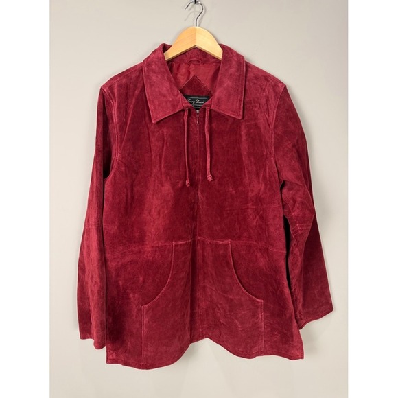 Terry Lewis Classic Luxuries Suede Leather Jacket Pants Set Red Women's L NWT - Picture 3 of 16